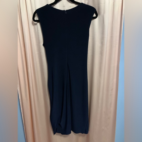 This Navy Joseph Ribkoff dress is everything. Universally flatteringly bias cut! - Picture 3 of 8